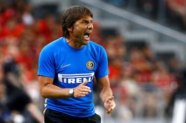 FILE PHOTO: Soccer Football - International Champions Cup - Manchester United v Inter Milan - Singapore National Stadium, Singapore - July 20, 2019 Inter Milan coach Antonio Conte reacts REUTERS/Feline Lim/File Photo