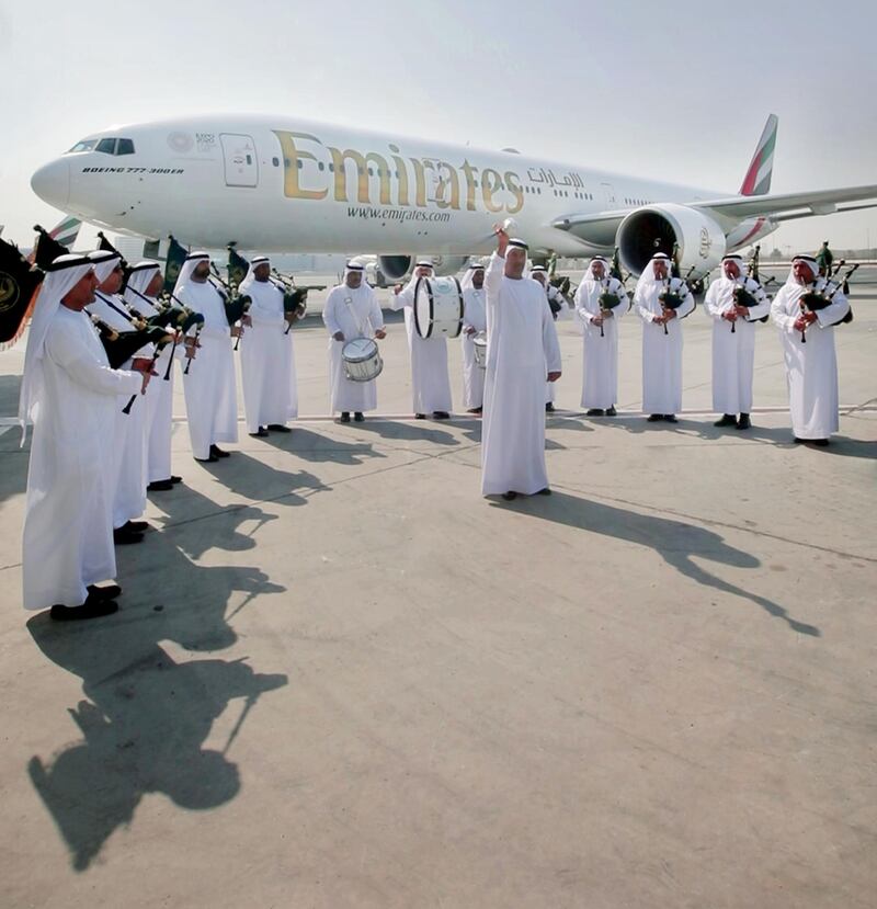 The Dubai Police Band gave the inaugural Emirates Airline flight from Dubai to Edinburgh a fitting send-off. Emirates