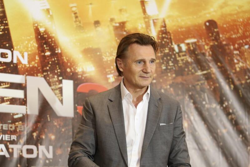 Irish actor Liam Neeson in Dubai on January 12 for the regional premiere of Taken 3. Sarah Dea / The National