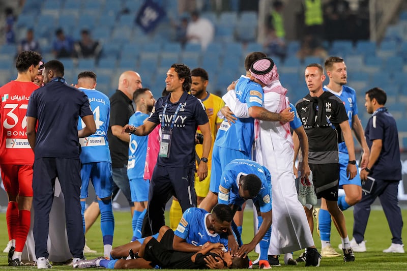 Hilal's players celebrate their 19th Saudi Pro League title. AFP