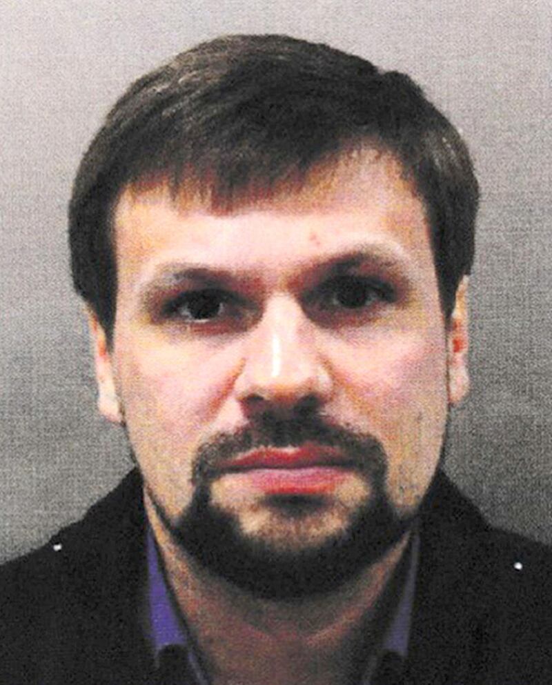 This undated handout file photo issued by the Metropolitan Police shows the Russian National named as Ruslan Boshirov. An online investigations group has published what it says is the real identity of one of the prime suspects in the Salisbury nerve agent attack. The investigative group Bellingcat says it has identified one of the two suspects in the poisoning of an ex-Russian spy as a highly-decorated colonel of the Russian military intelligence agency GRU. Bellingcat said Wednesday, Sept. 26 that the suspect whose passport name was Ruslan Boshirov is in fact Col. Anatoliy Chepiga. (Metropolitan Police via AP)