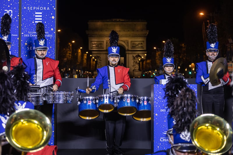 Musicians perform during the switching on ceremony. EPA