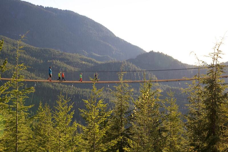 The 100-metre-long Sky Pilot Suspension Bridge is one of the more low-octane thrills in Squamish. Photo by Paul Bride