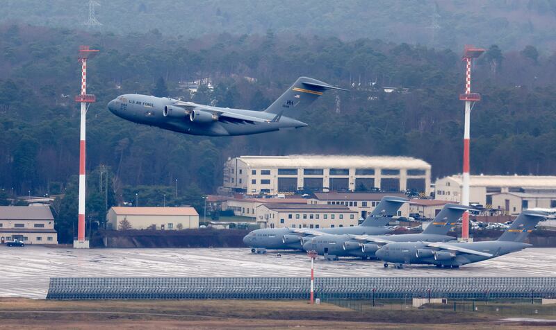 A US military C17 Globemaster takes off from Ramstein Air Base, in Rhineland-Palatinate, German. EPA