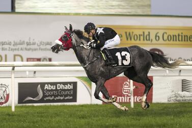 Tadhg O'Shea aboard Saabah wins Al Jazira race at Abu Dhabi Equestrian Club on Sunday. Reem Mohammed / The National