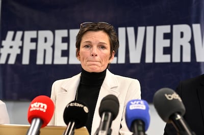 Nathalie Vandecasteele sobbed as she gave Belgian MPs details of her brother’s plight. Photonews via Getty Images