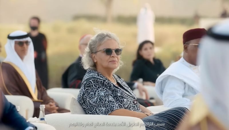 Michele Pierre-Louis, founder of Fokal, one of the winners of this year's Zayed Award for Human Fraternity, attends the ceremony at the Founder's Memorial. Photo: Higher Committee for Human Fraternity