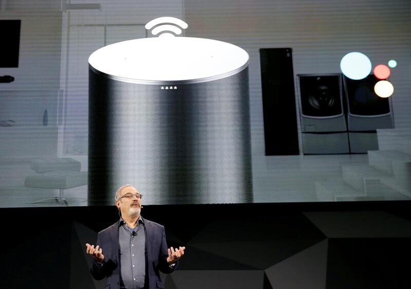 FILE PHOTO: Scott Huffman, Google Assistant vice president of engineering, speaks during an LG news conference at the 2018 CES in Las Vegas, Nevada, U.S. January 8, 2018. REUTERS/Steve Marcus/File Photo