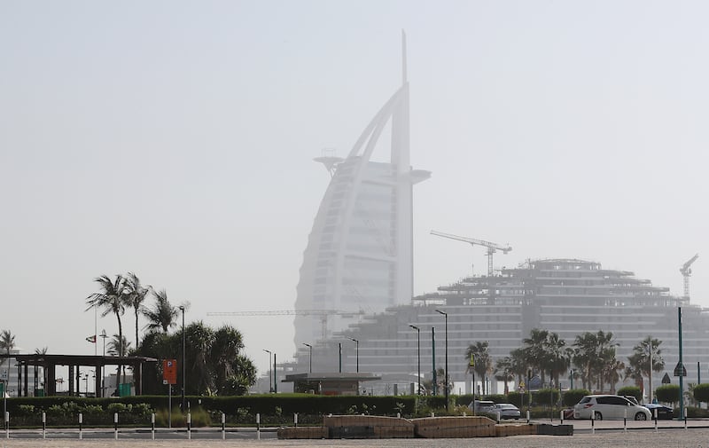 Burj Al Arab hotel during the hazy weather in Dubai. Pawan Singh / The National