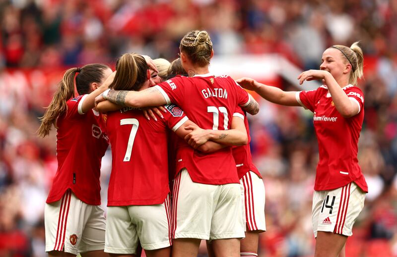 Katie Zelem of Manchester United celebrates the second. Getty