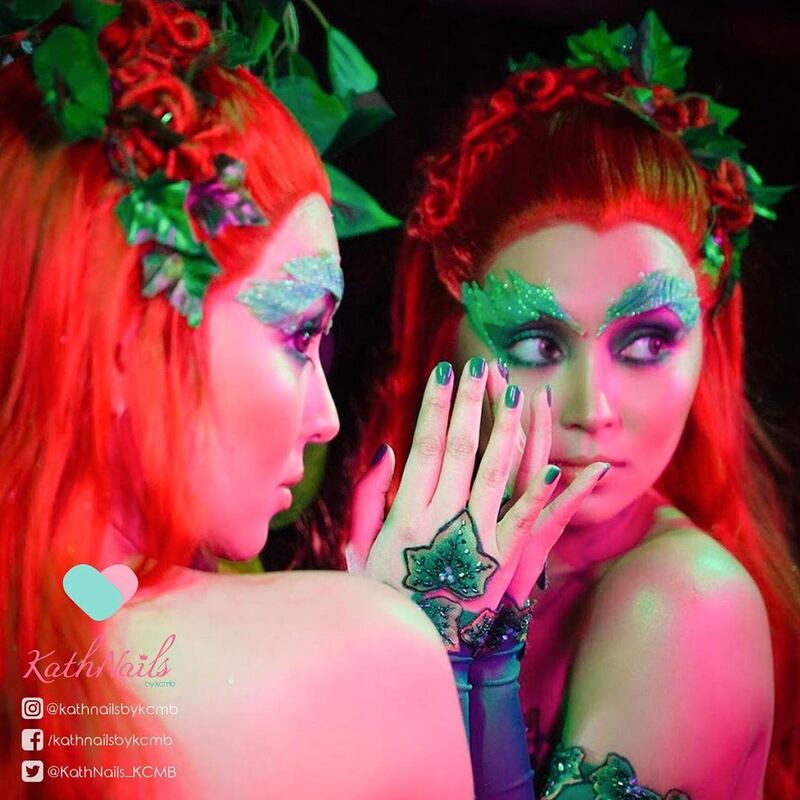Kathryn Bernardo shared this photo of herself dressed up as Poison Ivy for the Black Magic Ball in Manila. Photo: Kath Nails / Instagram 