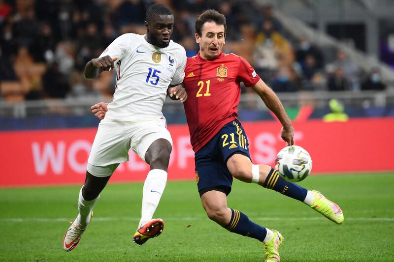 SUB: Dayot Upamecano (Varane, 42’) - 5, Was beaten one-on-one by Oyarzabal for the opener and took up questionable positions at times. Recovered to help France win the game. AFP