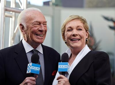 FILE PHOTO: Cast members Christopher Plummer (L) and Julie Andrews are interviewed during the 50th anniversary screening of musical drama film "The Sound of Music" at the opening night gala of the 2015 TCM Classic Film Festival in Los Angeles, California March 26, 2015. REUTERS/Kevork Djansezian/File Photo