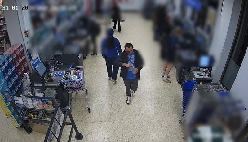 CCTV of Abdul Ezedi, the suspect in the Clapham alkaline substance attack, at Tesco in north London. PA