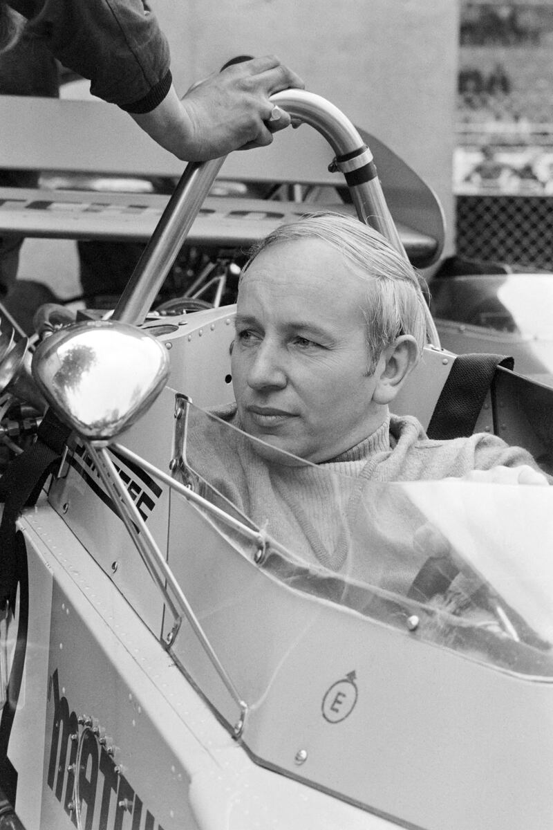 British driver John Surtees during a Formula Two competition at Rouen, 1972. Nine years later he was involved in the Dubai race. AFP