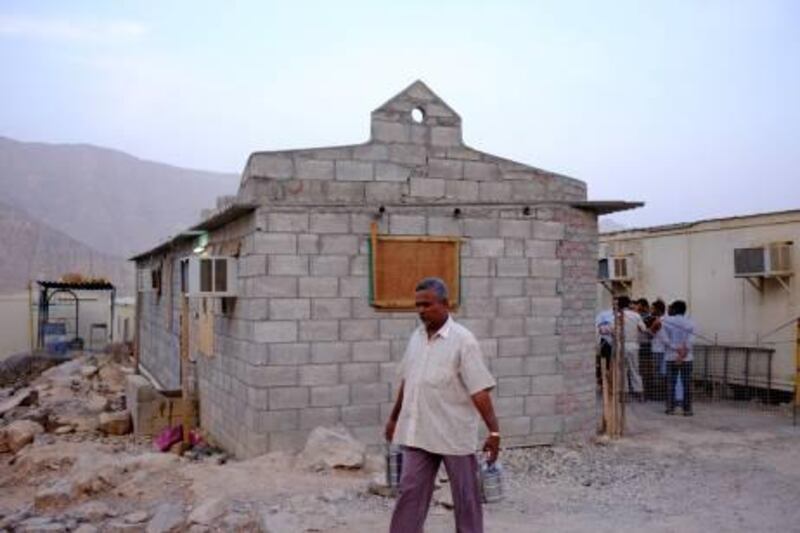 August 15. The mosque basic build by workers constructing the rd up Jebel Jais in the mountains of Ras Al Khaimah. August 15, Ras Al Khaimah. United Arab Emirates (Photo: Antonie Robertson/The National)
