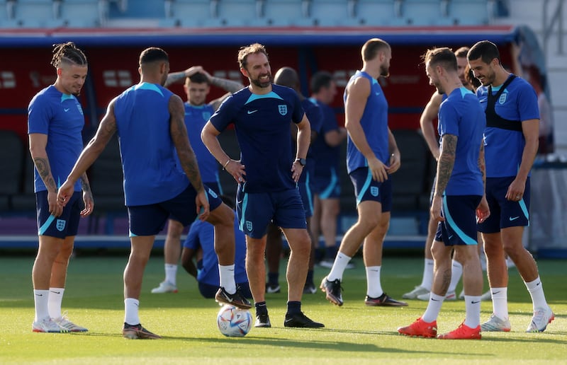 England manager Gareth Southgate oversees training. Reuters