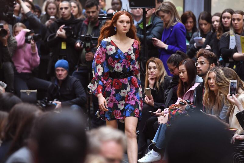 A model presents an outfit by Australian label Cue.  AFP