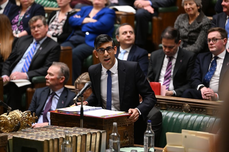Prime Minister Rishi Sunak during Prime Minister's Questions in the House of Commons in London on Wednesday. PA