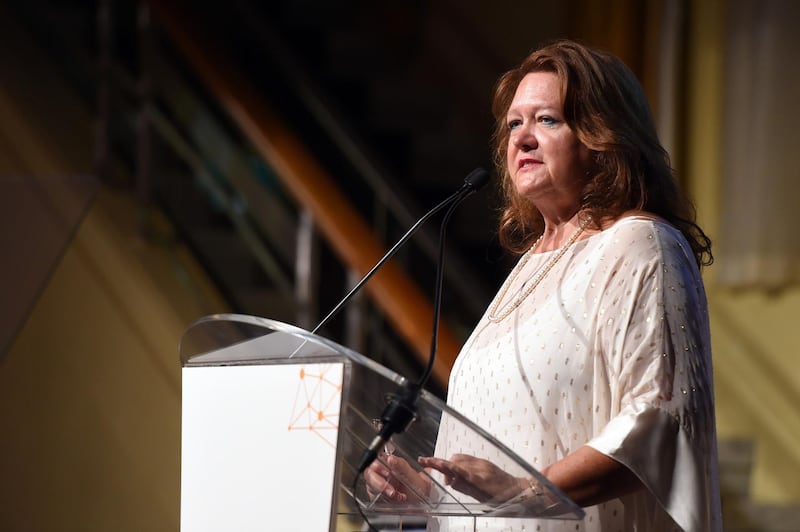 Gina Rinehart, billionaire and chairman of Hancock Prospecting Pty, pauses during the International Mining And Resources Conference (IMARC) in Melbourne, Australia, on Thursday, Nov. 12, 2015. Rinehart's Roy Hill mine in the ore-rich Pilbara will start exports before the year ends, according to a statement last month. Photographer: Carla Gottgens/Bloomberg *** Local Caption *** Gina Rinehart