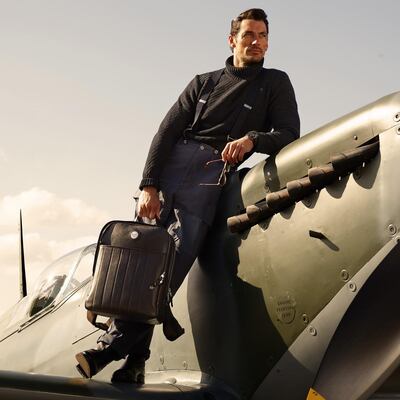 David Gandy with the Aspinal of London Aerodrome backpack.