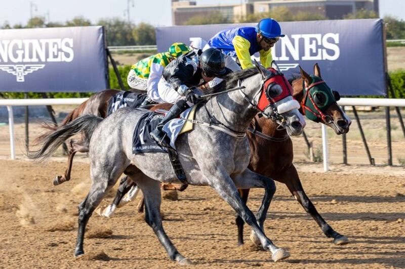 Tadhg O’Shea on AF Maqam winning the Ruler of Sharjah Cup at Sharjah on March 12, 2023. – Adiyat Racing Plus