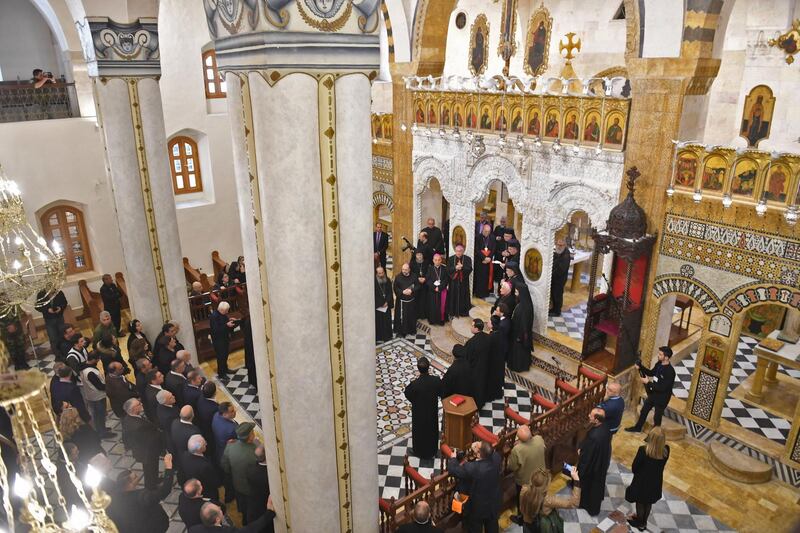 Worshippers inside the church.