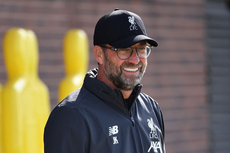 Liverpool manager Jurgen Klopp leads a training session at their Melwood complex, Liverpool, north west England. AFP