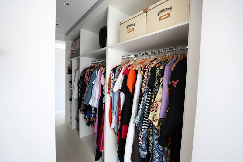 The walk-in wardrobe in the apartment.