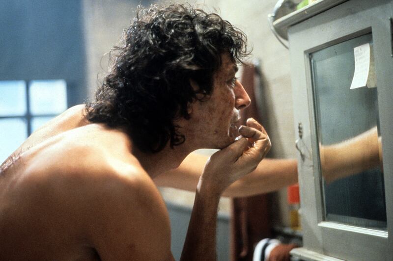 David Cronenberg's The Fly (1986), starring Jeff Goldblum as a scientist turned into a human/fly hybrid after an experiment gone wrong, is famous for its visceral horror/gore scenes. Photo: 20th Century Fox