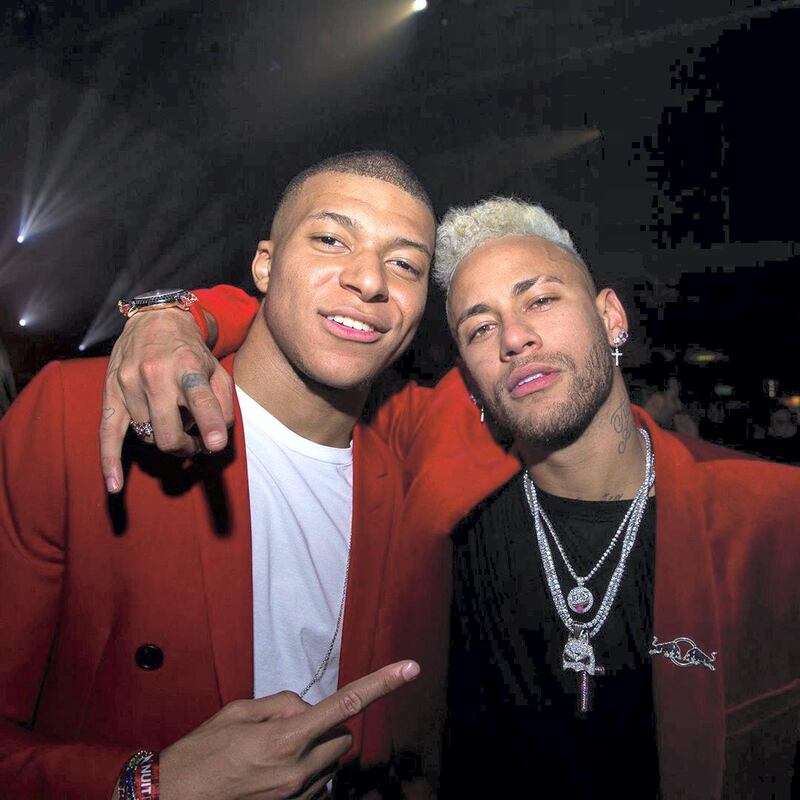 PSG's Brazilian phenom Neymar with Kylian Mbappe, and an impressive set of chains. Instagram / @neymarjr.