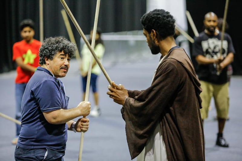 Greek-Cypriot actor Miltos Yerolemou at Comic Con's sword fighting workshop. Victor Besa for The National.
