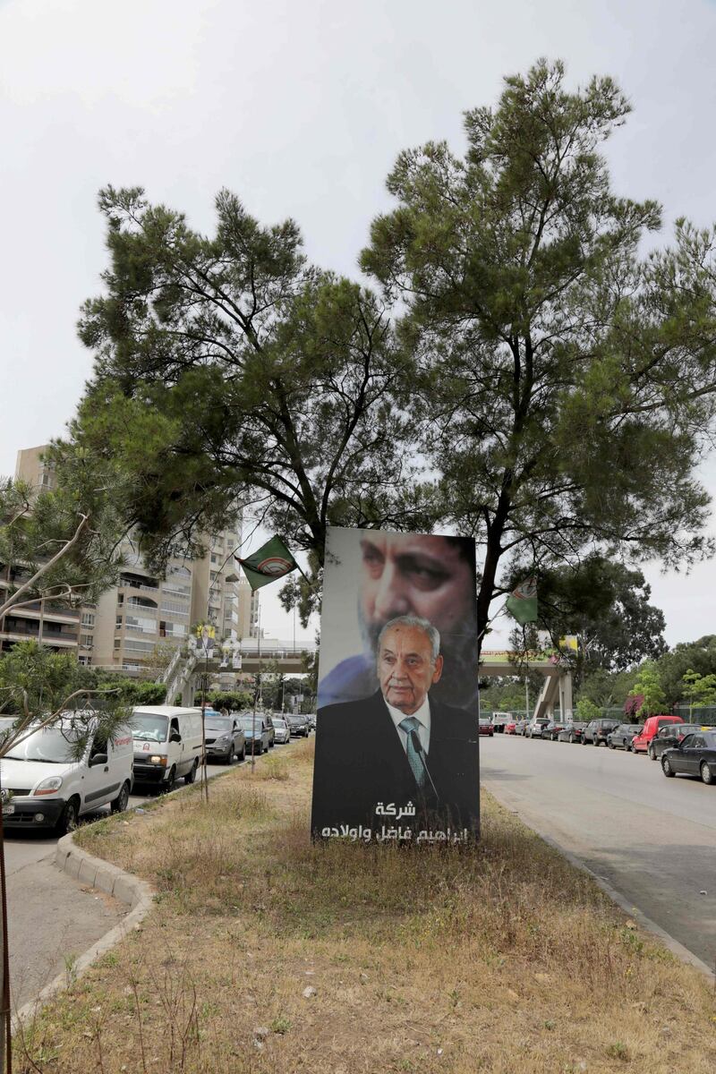 A picture taken on April 3, 2018 shows campaign poster for Lebanese Parliament Speaker Nabih Berri, for the upcoming Lebanese parliamentary election, in the industrial zone of Dora on the northern outskirts of Beirut.
As its first parliamentary vote in nearly a decade nears, Lebanon has been swept into campaign fever: posters on every corner, televised debates, and neighbours bickering over new electoral procedures. / AFP PHOTO / AFP- / Anwar AMRO