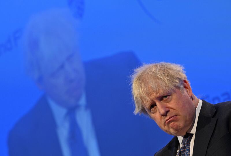 Britain's former prime minister Boris Johnson addresses delegates at the Global Soft Power Summit in London earlier this month. AFP