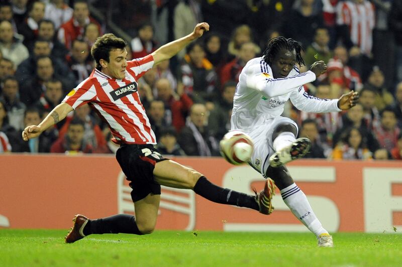 Romelu Lukaku scores for Anderlecht in a Europa League game against Athletic Bilbao in February 2010. Lukaku scored 41 goals in 98 games for the Belgian club. AFP