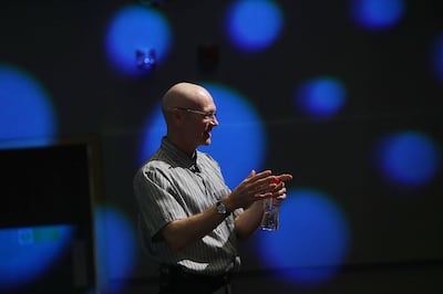 Abu Dhabi, 06 February, 2017:  Andrew Hallam  author of Millionaire Teacher gestures during the session at the Cranleigh School in Abu Dhabi . ( Satish Kumar / The National )  
ID No: 85524
Section: Business
Reporter: Suzanne Locke *** Local Caption ***  SK-AndrewHallam-06022017-04.jpg