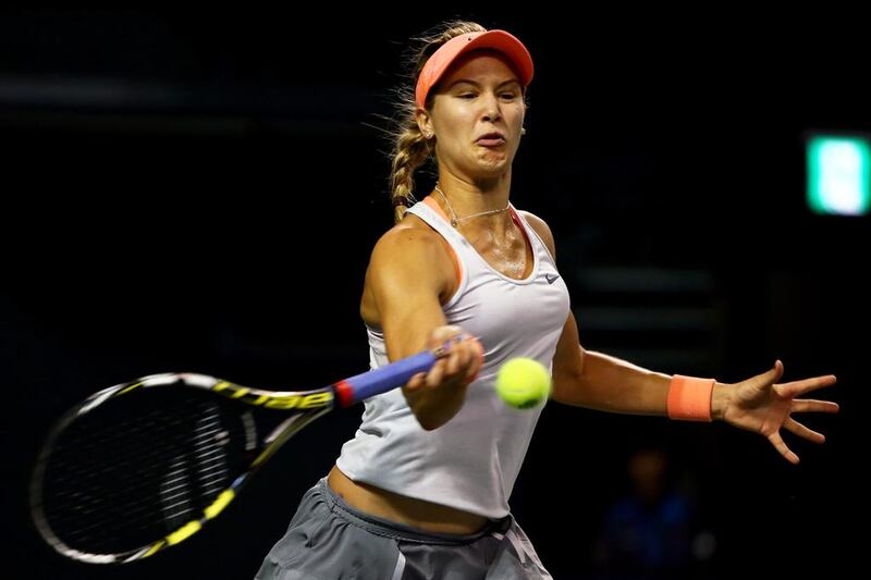 Eugenie Bouchard of Canada in action during her women's singles quarter final match against Venus Williams of the United States at the Toray Pan Pacific Open last week. Koji Watanabe / Getty Images