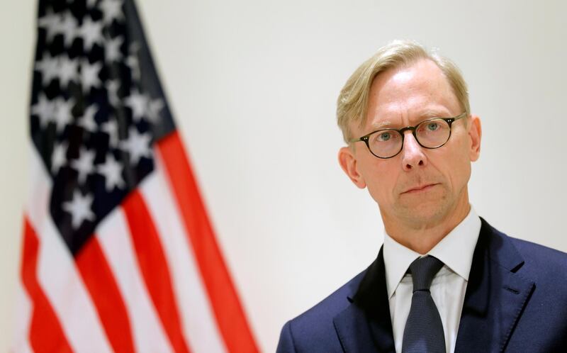 FILE PHOTO: Brian Hook, U.S. Special Representative for Iran, attends a news conference in London, Britain June 28, 2019. REUTERS/Simon Dawson/File Photo