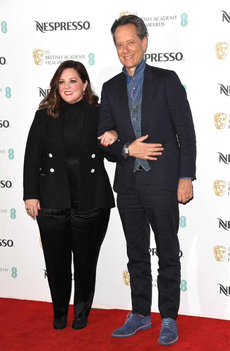 Melissa McCarthy and Richard E Grant Niomi at the Bafta Nespresso Nominees' Party at Kensington Palace, London on February 9. Getty Images