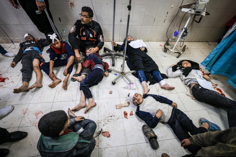Injured Palestinians receive treatment at Nasser hospital in Khan Younis. AFP