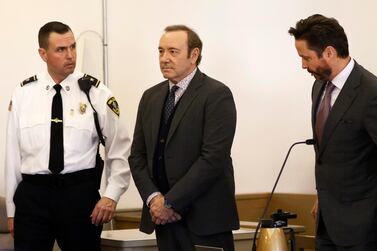 Actor Kevin Spacey remained silent during his appearance at Nantucket District Court. Reuters
