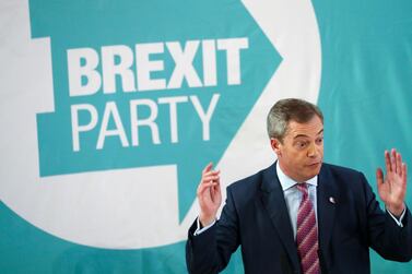 Brexit Party leader Nigel Farage speaks during a general election campaign event in Hartlepool, Britain, November 11, 2019. Reuters