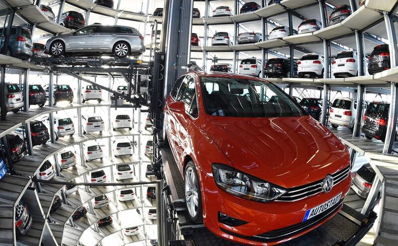 New cars at VW's assembly plant in Wolfsburg, northern Germany.  Tobias Schwarz / AFP