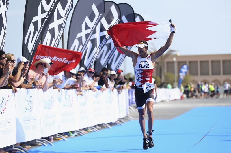 David Plese of Slovenia celebrates after winning the men's title at the Dubai International Triathlon at Atlantis, The Palm on November 7, 2014 in Dubai, United Arab Emirates. Francois Nel / Getty Images
