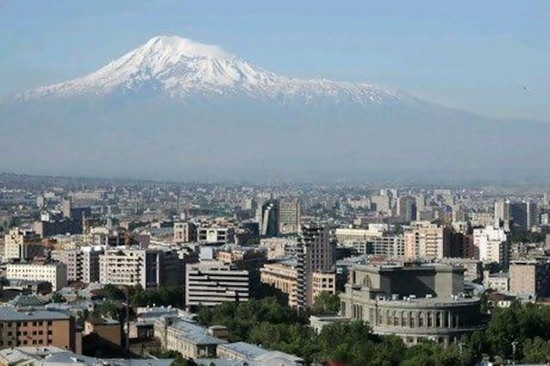 The snow-capped Mount Ararat on the Turkish border can be seen from Yerevan city centre. Marianna Meliksetyan / iStockphoto.com