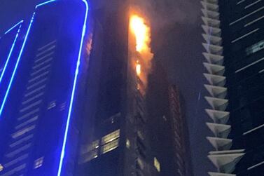 A fire broke out at Duja Tower in Dubai on Thursday night. Supplied Image 