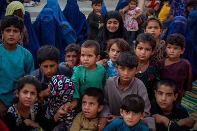 Internally displaced Afghan families in city of Kunduz in June. AFP