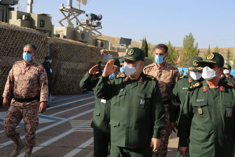 Islamic Revolutionary Guard Corps leader Maj Gen Hossein Salami visits an IRGC naval unit's new 'missile city', at an undisclosed location in Iran. EPA