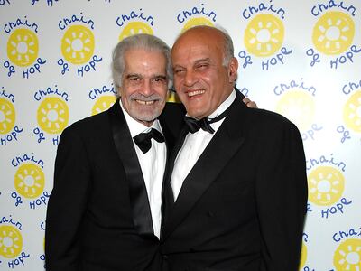 The Egyptian actor Omar Sharif, left, with Magdi Yacoub during a Chain of Hope event in London. Photo: WireImage