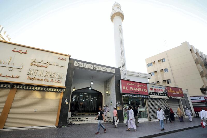 Dubai, United Arab Emirates - May 16, 2019: Mosque series for Ramdan. Lootah Masjid Mosque is an old mosque in Deira. Thursday the 16th of May 2019. Deira, Dubai. Chris Whiteoak / The National